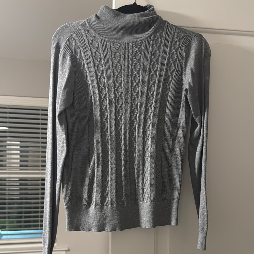 Gray Cable Knit Women's Sweater